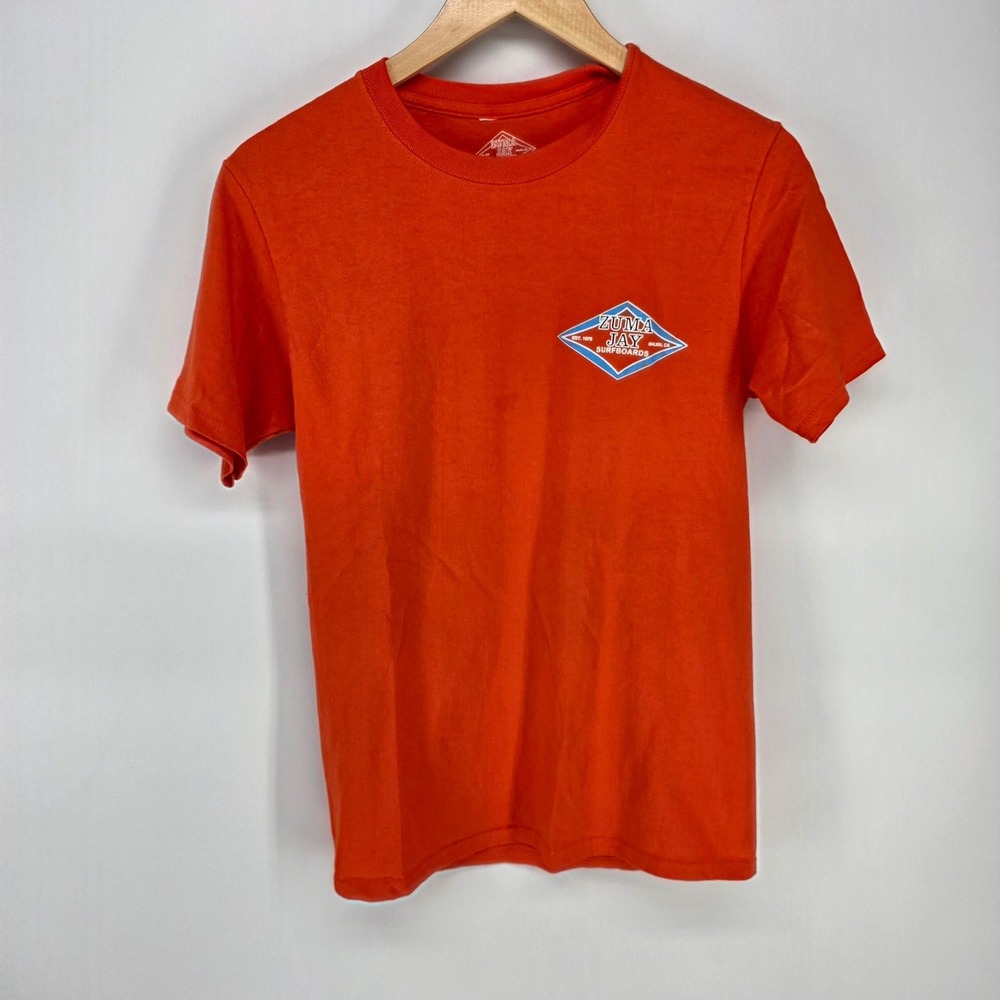 Zuma Jay Surfboards T Shirt Mens S Orange Malibu California Surf Shop Graphic